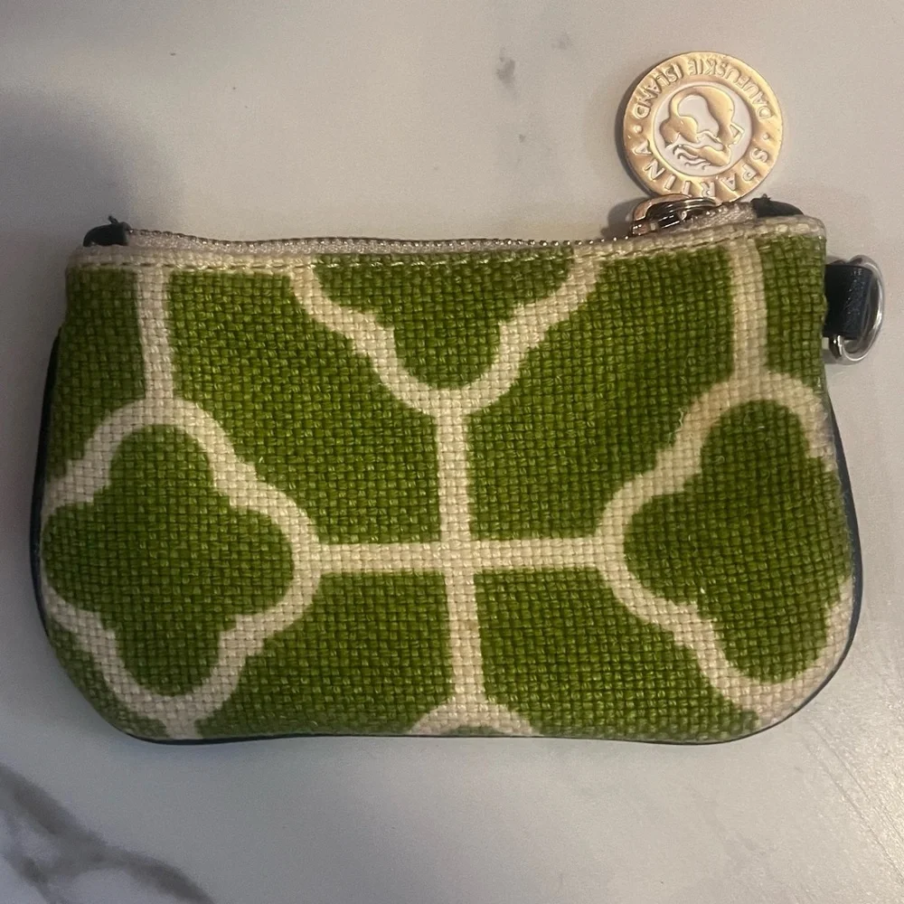 Spartina 449 Green Trellis ID Wallet Coin Purse Coastal Preppy - Picture 2 of 9